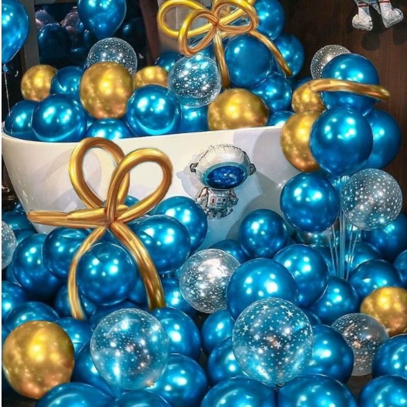 Blue Metallic Balloon Decoration Kit for Kids' Birthday Parties & Events