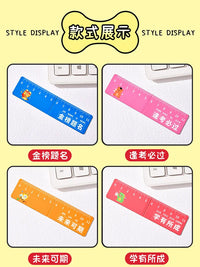 Creative Cartoon Magnetic Bookmark Ruler for Students, Foldable Page Clip with Inspirational Text, Multifunctional Magnetic Straight Ruler for Kids