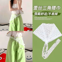French Lace Triangle Scarf Sweet Mesh Waist Scarf Headscarf Dual-Use Accessory