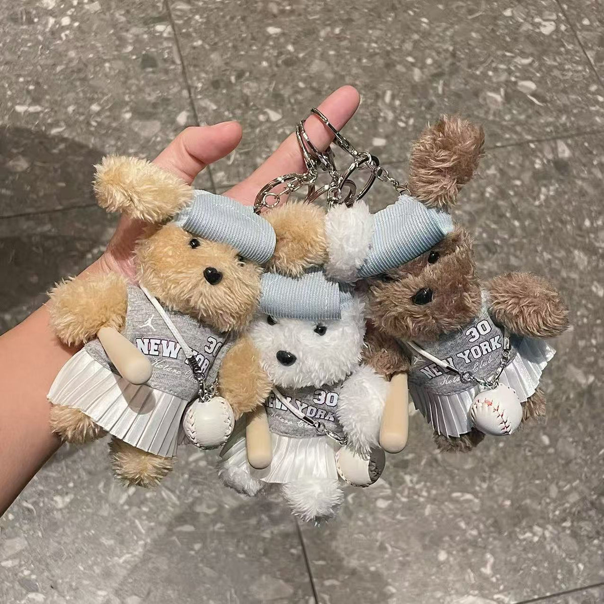 Korean Plush Bear Keychain Backpack Charm