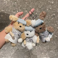 Korean Plush Bear Keychain Backpack Charm