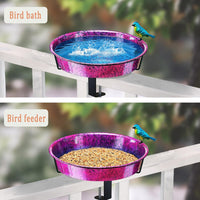 Outdoor Deck Railing Bird Bath Bowl - 11-inch