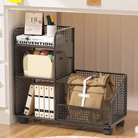 Under-Desk Rolling Storage Cart with Shelves for Books and Bags