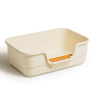 Extra Large Semi-Enclosed Cat Litter Box with High Sides and Splash Guard, Easy Clean Bathtub Style