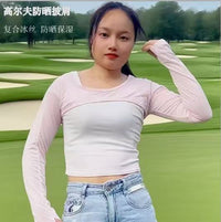 Summer Outdoor UV Protection Ice Silk Shawl with Integrated Sleeves for Yoga and Sports