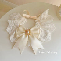 Vintage Lace Bow Pet Bib Collar for Cats and Small Dogs, Princess Wedding Decoration
