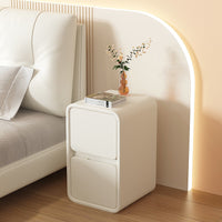 Cream Style Ultra-Narrow Bedside Table, Mini Small Nightstand, Light Luxury Solid Wood End Table for Small Spaces