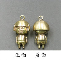 Solid Brass Mushroom Head Emoticon Keychain Pendant