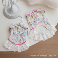 Pet Polo Dress for Small Dogs, Cotton Breathable Puppy Clothes with Doll Collar