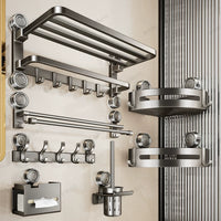 Suction Cup Bathroom Towel Rack Set - No-Drill Wall Mounted Storage for Towels & Toiletries