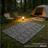 Plaid Crystal Velvet Outdoor Camping Blanket Picnic Mat Tent Decor Ground Pad