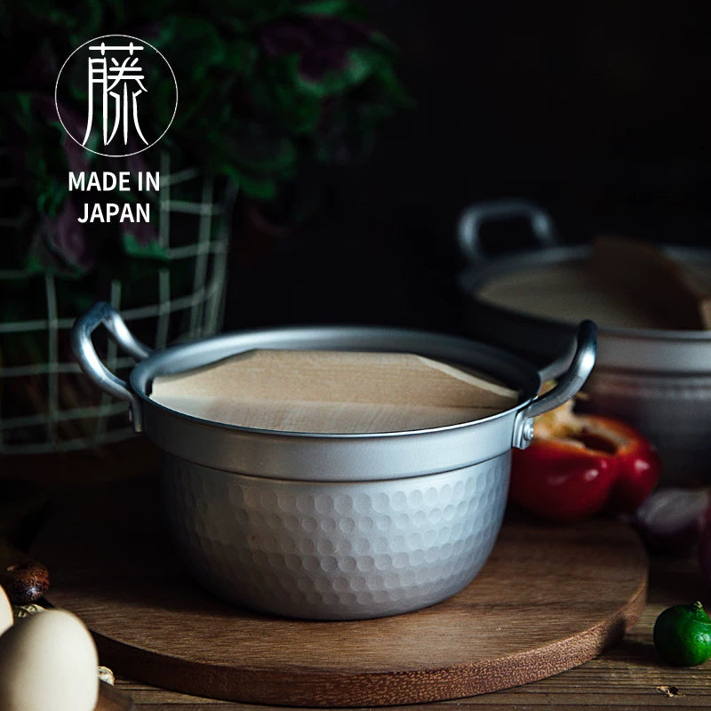Hokuriku Aluminum Japanese-Style Ramen Noodle Pot with Double Handles, Sukiyaki Hot Pot