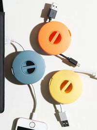 Portable Cable Organizer Box for Earphones and Data Cables, Anti-Tangle Winder