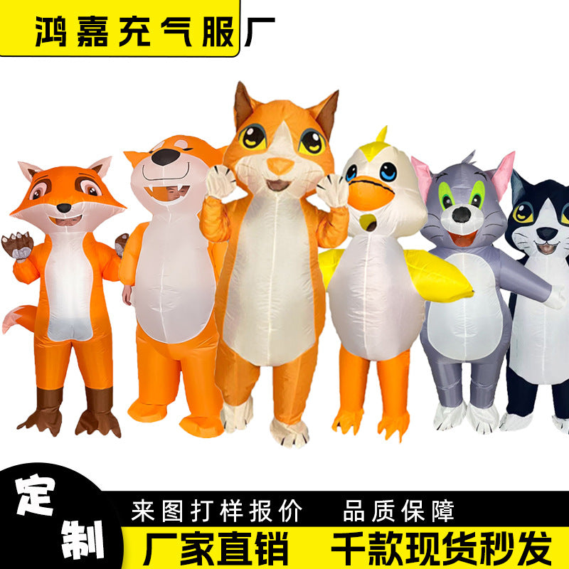Inflatable Cartoon Animal Costume for Adults - Cat, Dog, Duck