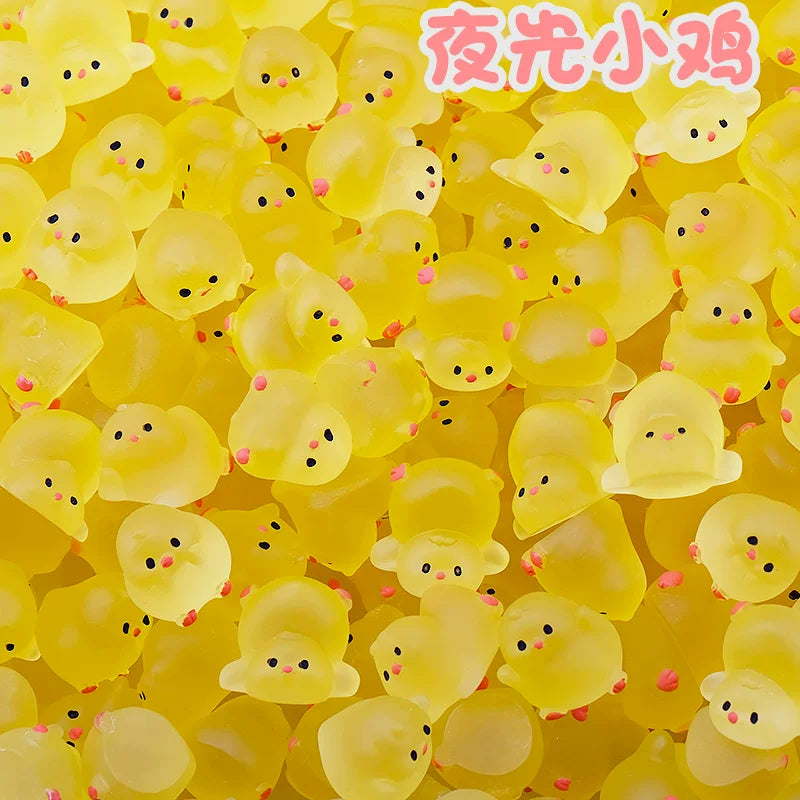 Luminous Mini Chick Figurines for Kids' Crafts and Decorations