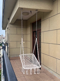 Square Ins Foldable Hanging Chair Indoor Outdoor Balcony Swing Basket Chair for Lounging