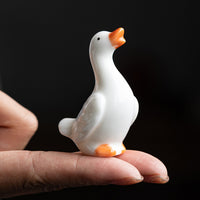 Ceramic Mini White Duck Figurines for Garden and Micro Landscape Decor