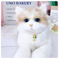 Pet Luminous Glass Persimmon Pearl Collar with Bell for Cats and Small Dogs