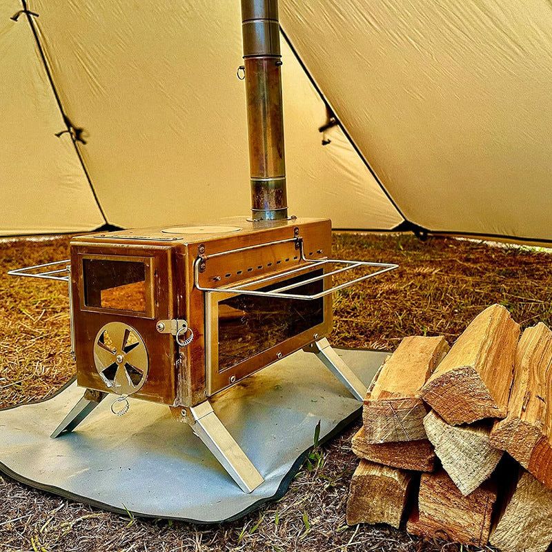 Outdoor Smokeless Wood Burning Stove with Chimney, Portable Stainless Steel Folding Camping Fire Pit