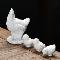 Miniature White Ceramic Chicken Figurines for Garden & Micro Landscape Decor