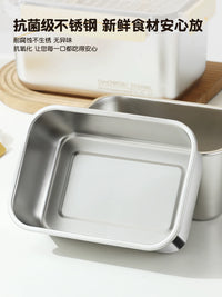 Portable Stainless Steel Food Storage Container Set with Handle, Large Capacity Refrigerator Organizer for Outdoor Camping