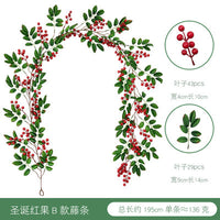 Artificial Eucalyptus Garland with Red Berries and Pinecones for Christmas Decor