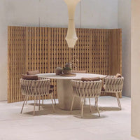 Nordic Outdoor Patio Rattan Dining Set with Rock Slab Table for Balcony Hotel Garden