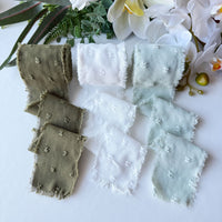 Ice Silk Jacquard Frayed Edge Ribbon with Pom-Poms for Hair Accessories and Crafts
