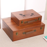 Portable Wooden Storage Box with Handle for Tools, Art Supplies, or Crafts
