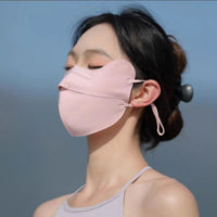 UV Protection Face Mask for Summer, Breathable Ice Silk Full Face Sunshade with Eye Protection