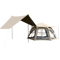 Automatic Pop-Up Camping Tent with Sunshade, 3-6 Person, Hexagonal, UV Protection