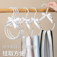 Pearl Scarf & Tie Hanger with Non-Slip Hooks, Punch-Free Closet Organizer for Belts and Accessories