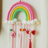 Rainbow Hair Clip Storage Belt Wall Hanging Tassel Hairpin Organizer for Girls Room Decor Nordic Style Ornament