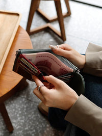 Women's Bifold Genuine Leather Wallet with Multi-Card Slots