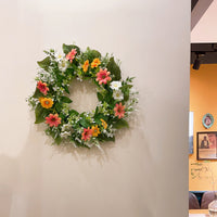 Artificial Spring Wreath Faux Flower Garland for Front Door Wall Decor Home Garden Decoration