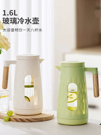 High Borosilicate Glass Pitcher with Lid - Heat-Resistant Large Capacity Water Jug for Hot/Cold Beverages, Juice, and Tea
