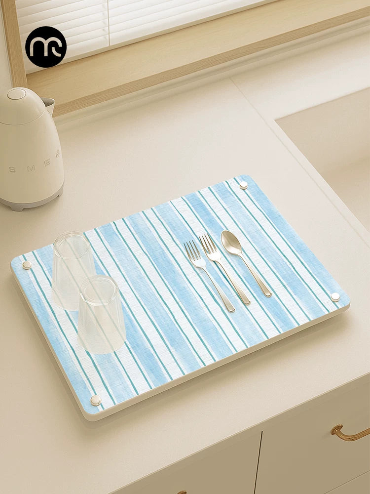 Diatomaceous Earth Kitchen Sink Drying Mat Absorbent Quick Dry Tray for Dishes and Utensils