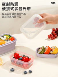 OTB Collapsible Silicone Lunch Box - Portable, Microwave-Safe, Foldable Food Storage Container