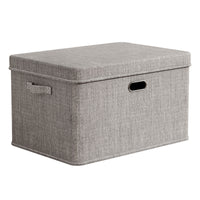 Foldable Cotton Linen Storage Box with Lid for Desk, Toys, Clothes, and Wardrobe Organization
