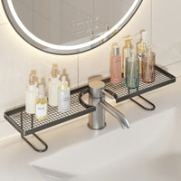 Luxury No-Drill Bathroom Faucet Storage Rack with Drainage for Vanity