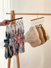 Multi-functional Belt Tie Scarf Hanger with Hooks for Closet Organization