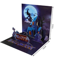 Halloween 3D Pop-Up Greeting Cards with Glitter and Gold Stamping for Parties and Messages