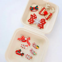 Christmas Pet Hair Bow Clips with Rhinestones and Pearls for Small Dogs
