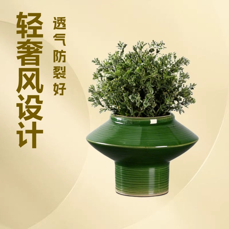 Luxury Ceramic Planter Pot for Indoor Plants, Diamond Pattern
