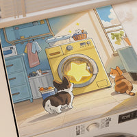 Cute Cartoon Washing Machine Cover Dustproof Waterproof Sunscreen Refrigerator Bedside Table Mat Household Pad