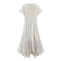 2026 Summer New Chinese Style Chiffon Floral Irregular Cheongsam Dress