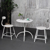 Outdoor Wrought Iron Bistro Set for Balcony Patio Cafe - 3-Piece Bar Table and Chairs