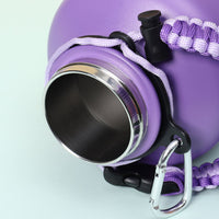 Large Capacity 304 Stainless Steel Wide Mouth Sports Water Bottle with Woven Handle