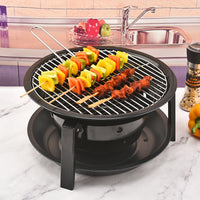 Portable Charcoal Grill for Outdoor Camping and Patio Use - Small Round Foldable BBQ Stove