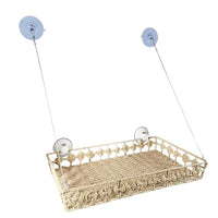 Handwoven Rattan Cat Hammock with Suction Cups for Window Mounting, Large Size